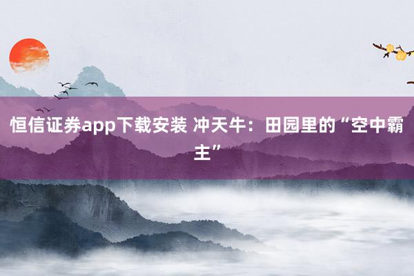 恒信证券app下载安装 冲天牛：田园里的“空中霸主”