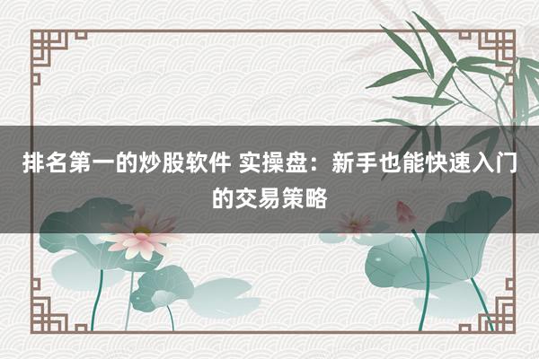 排名第一的炒股软件 实操盘：新手也能快速入门的交易策略