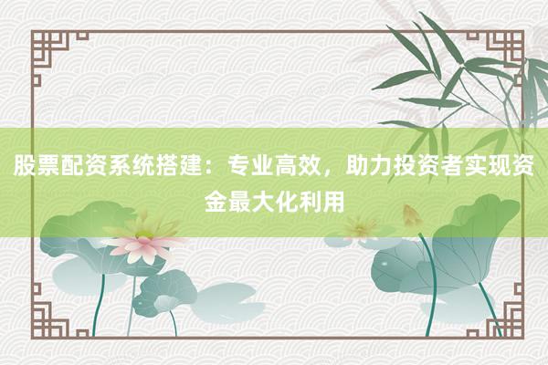 股票配资系统搭建：专业高效，助力投资者实现资金最大化利用