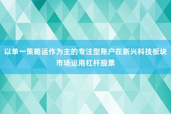 以单一策略运作为主的专注型账户在新兴科技板块市场运用杠杆股票